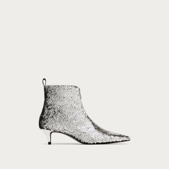 Zara Shoes - ZARA Woman Silver Sequinned Ankle Booties FINAL